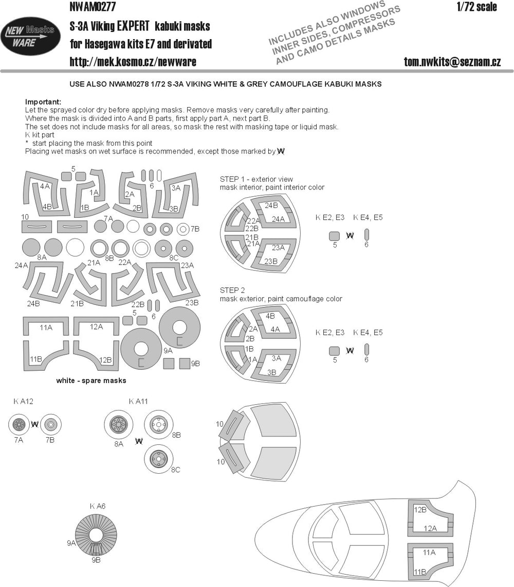New Ware NWAM0277 1:72 S-3A Viking VS-28 Expert Kabuki Masks