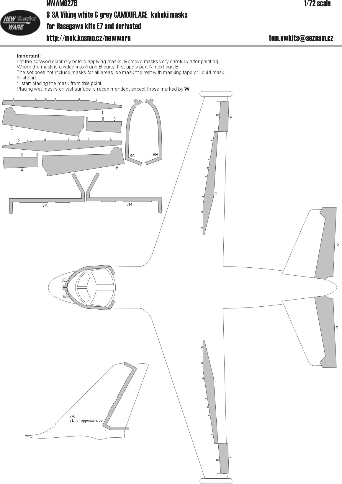 New Ware NWAM0278 1:72 S-3A Viking VS-28 Camouflage Masks
