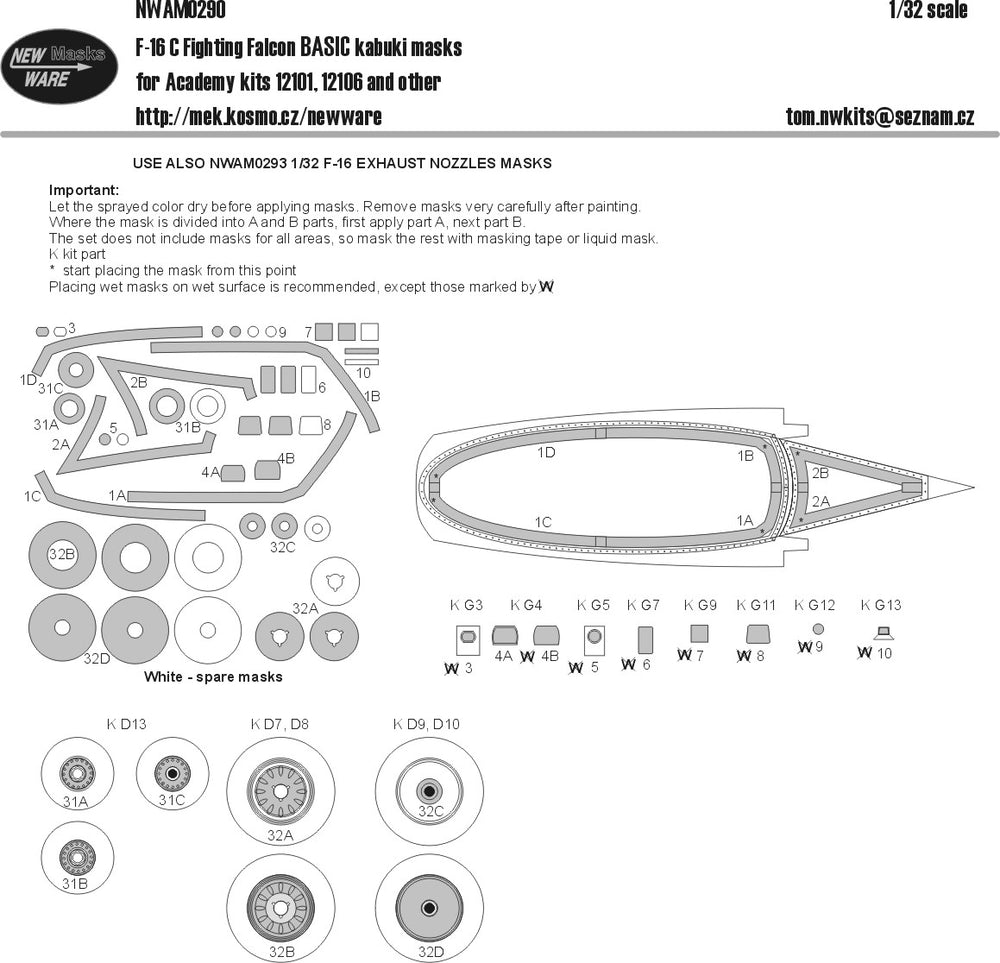 New Ware NWAM0290 1:32 Lockheed-Martin F-16C Fighting Falcon BASIC