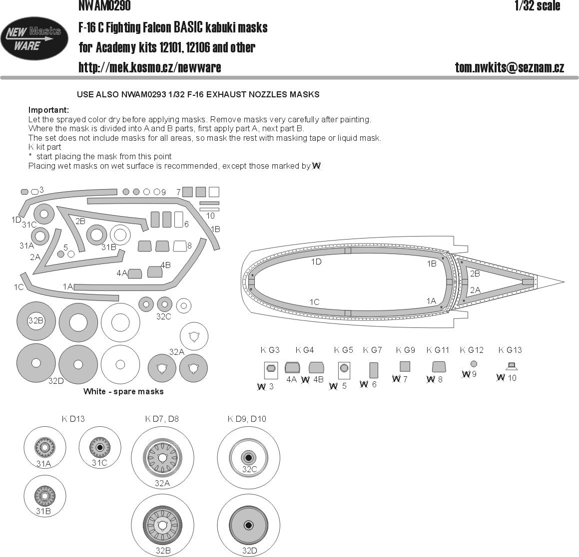 New Ware NWAM0290 1:32 Lockheed-Martin F-16C Fighting Falcon BASIC