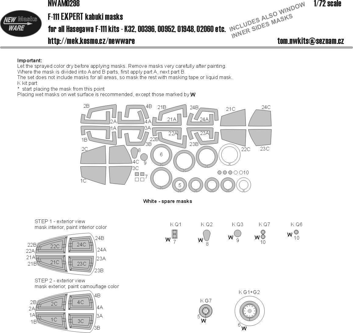 New Ware NWAM0298 1:72 F-111 Expert Kabuki Masks