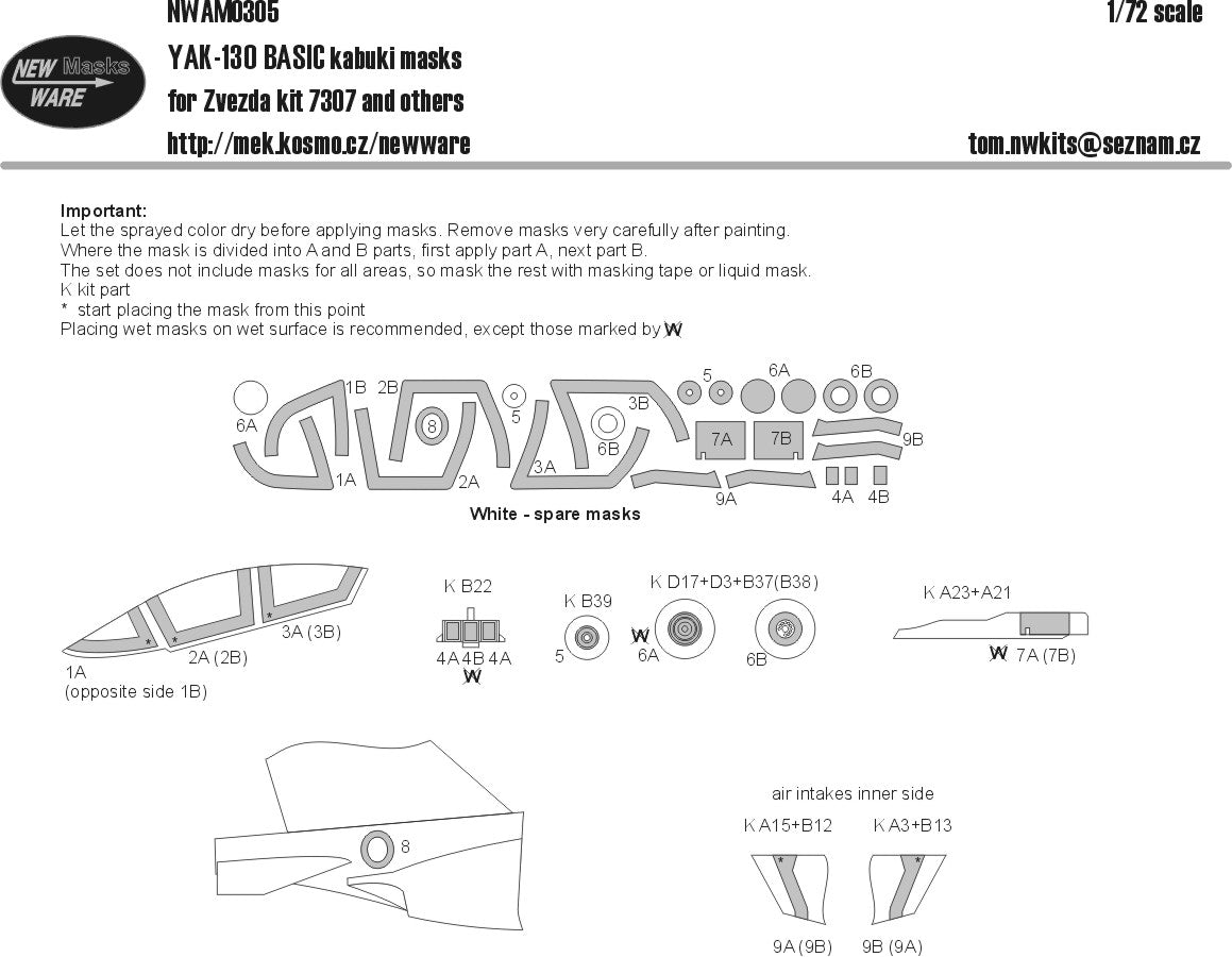 New Ware NWAM0305 1:72 Yak-130 Basic Kabuki Masks