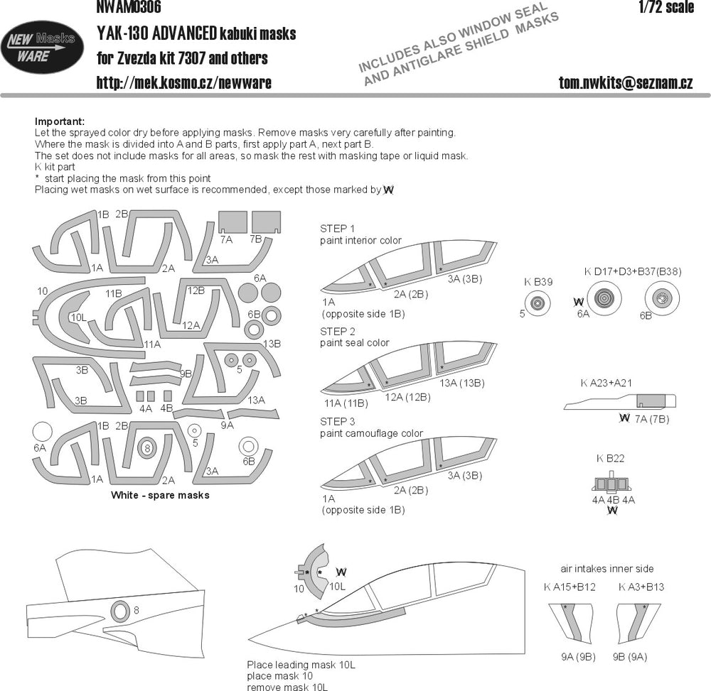 New Ware NWAM0306 1:72 Yak-130 Advanced Kabuki Masks