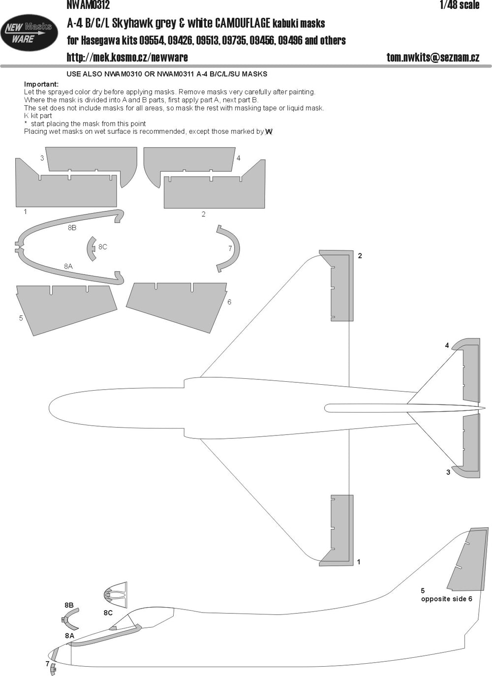 New Ware NWAM0312 1:48 A-4B/C/L/SU Skyhawk Camouflage Masks