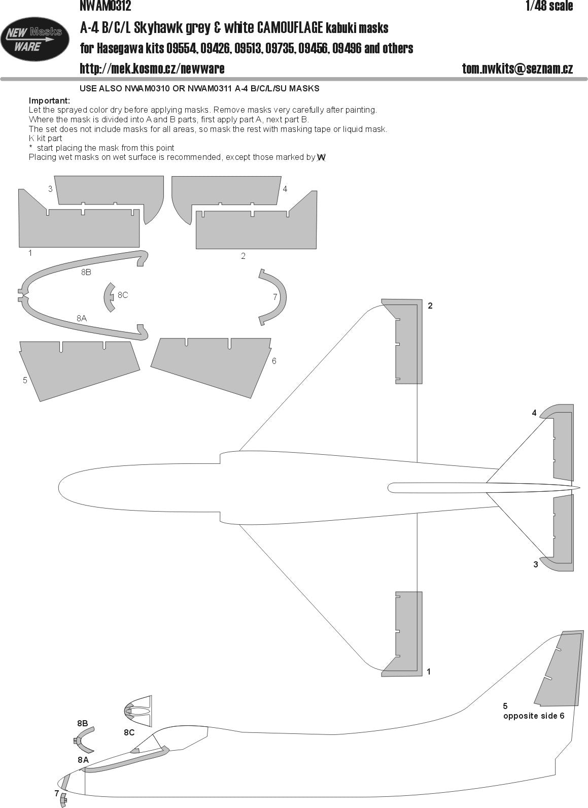 New Ware NWAM0312 1:48 A-4B/C/L/SU Skyhawk Camouflage Masks