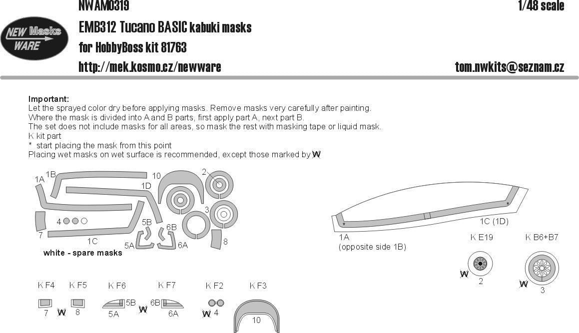 New Ware NWAM0319 1:48 Embraer EMB-312 Tucano Basic Kabuki Masks