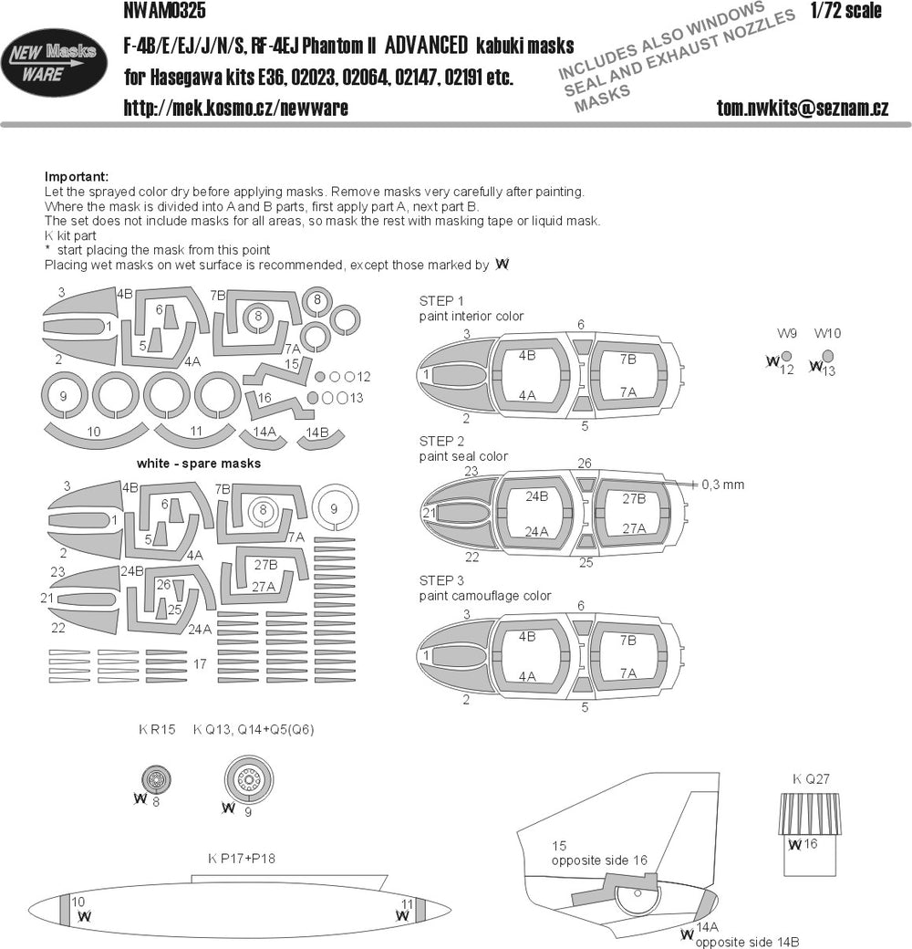 New Ware NWAM0325 1:72 F-4 Phantom II Advanced Kabuki Masks