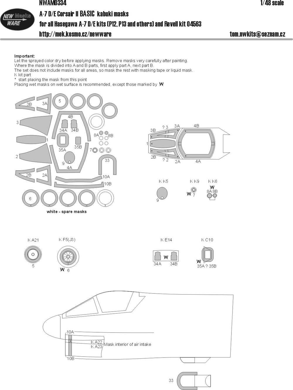 New Ware NWAM0334 1:48 LTV A-7D/A-7E Corsair II BASIC