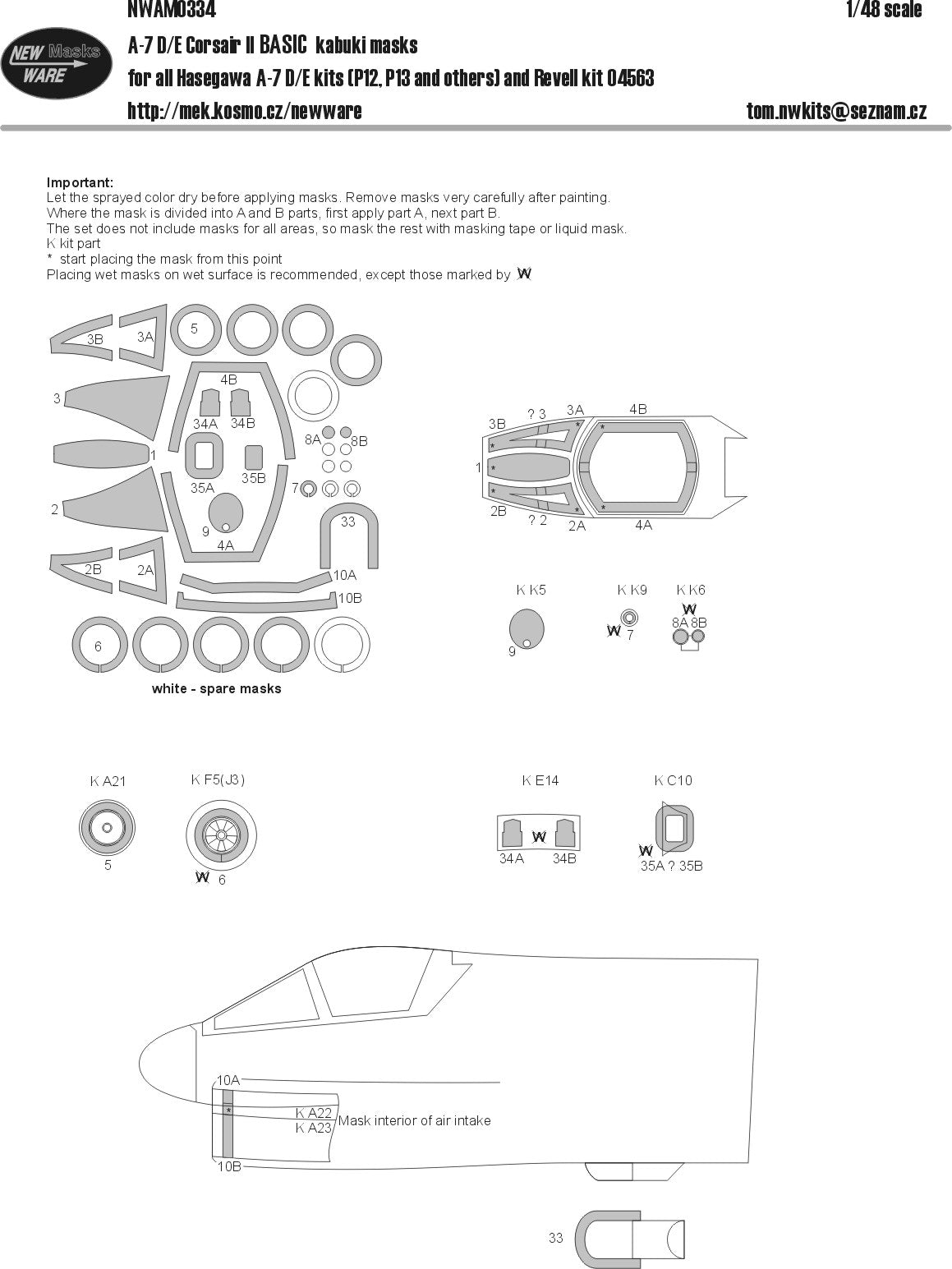 New Ware NWAM0334 1:48 LTV A-7D/A-7E Corsair II BASIC