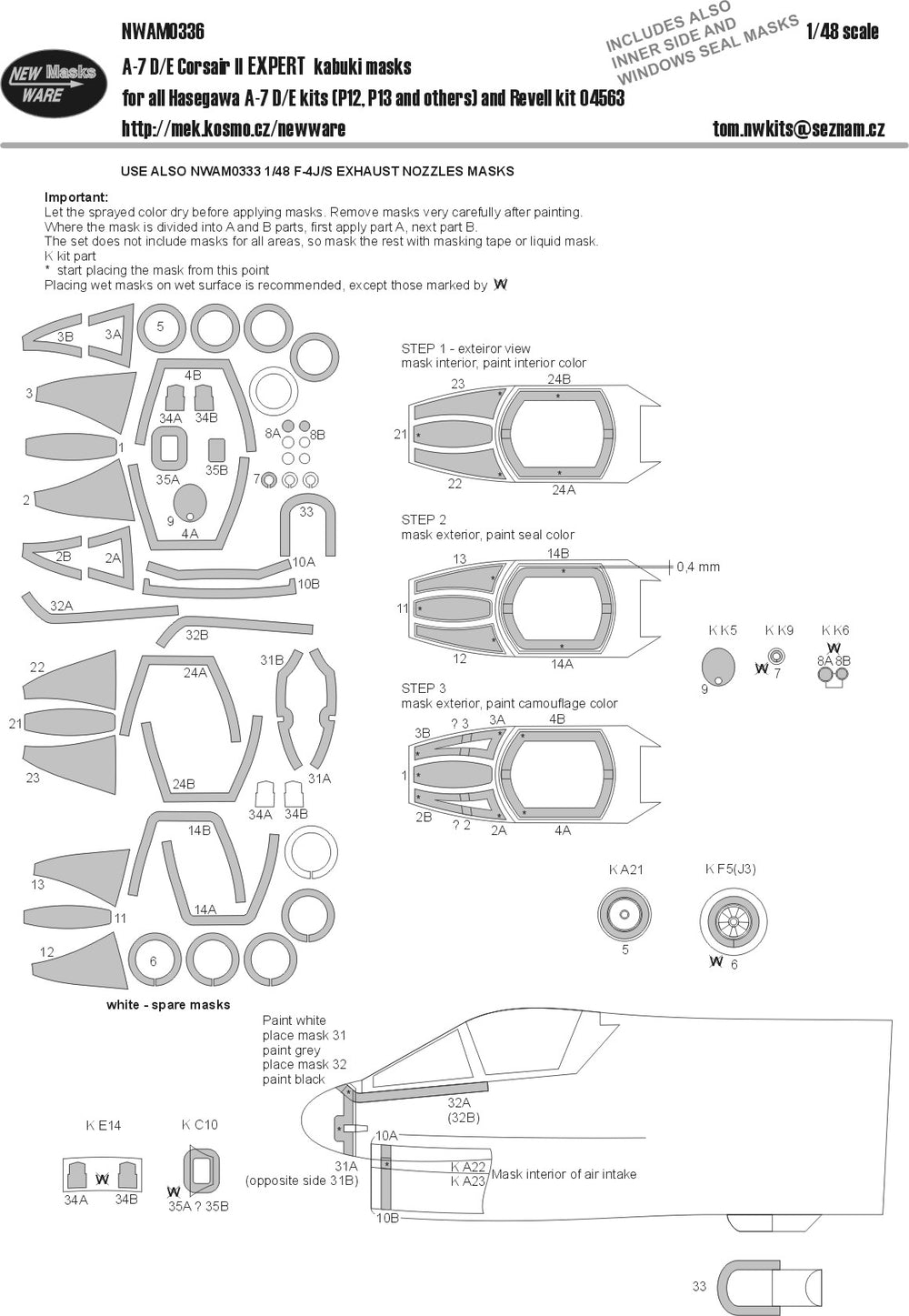New Ware NWAM0336 1:48 LTV A-7D/A-7E Corsair II EXPERT