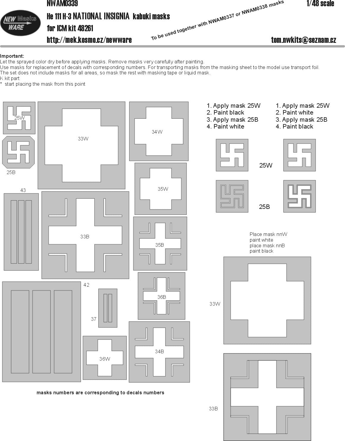 New Ware NWAM0339 1:48 Heinkel He-111H-3 National Insignia