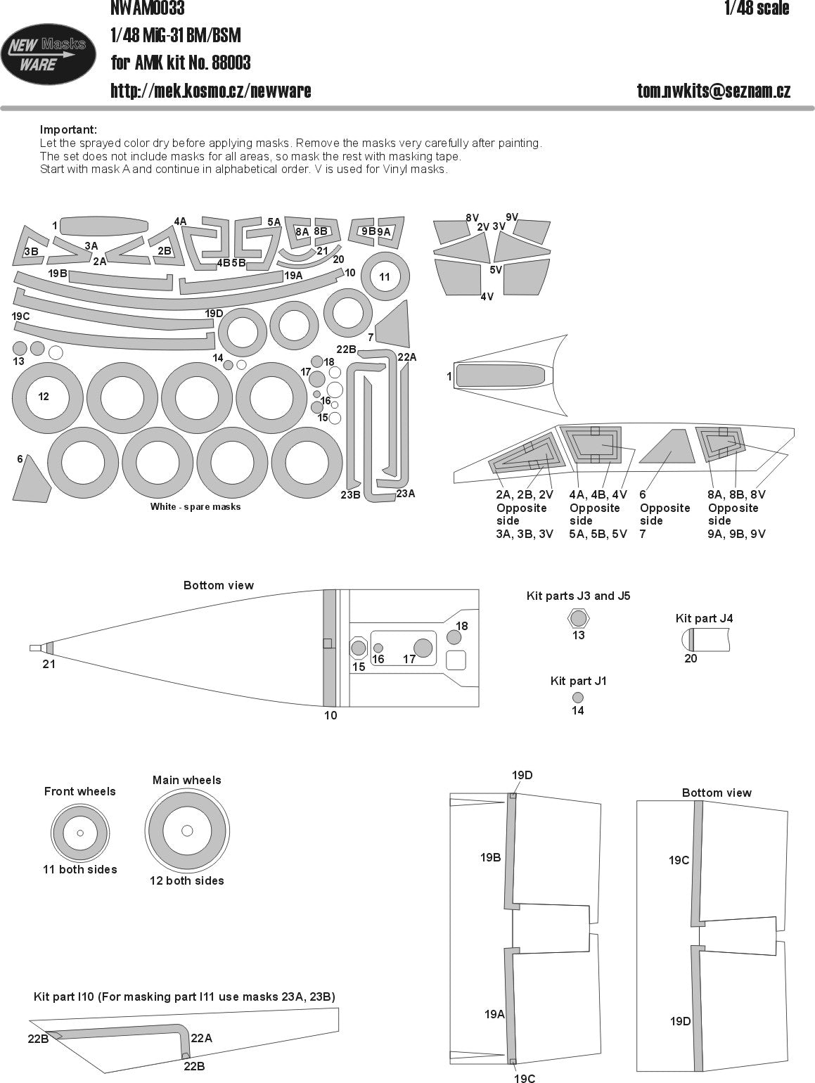 New Ware NWAM0033 1:48 Mask Mikoyan MiG-31BM Foxhound/MiG-31BSM