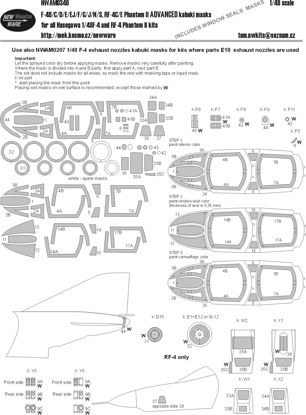 New Ware NWAM0346 1:48 F-4 Phantom II Advanced Masks (Camera)