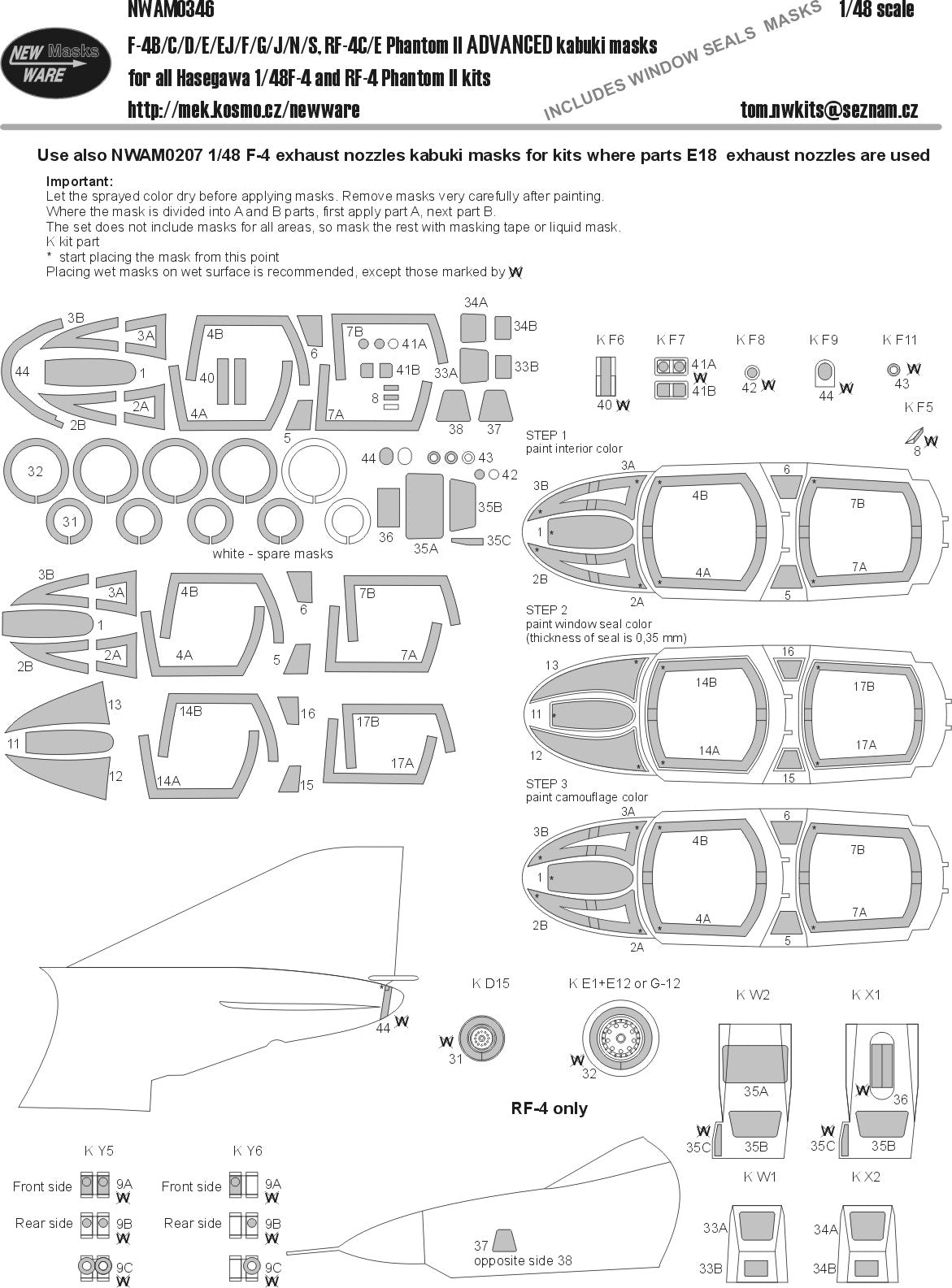 New Ware NWAM0346 1:48 F-4 Phantom II Advanced Masks (Camera)