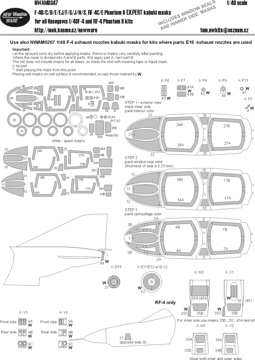 New Ware NWAM0347 1:48 F-4 Phantom II Expert Masks (Camera)