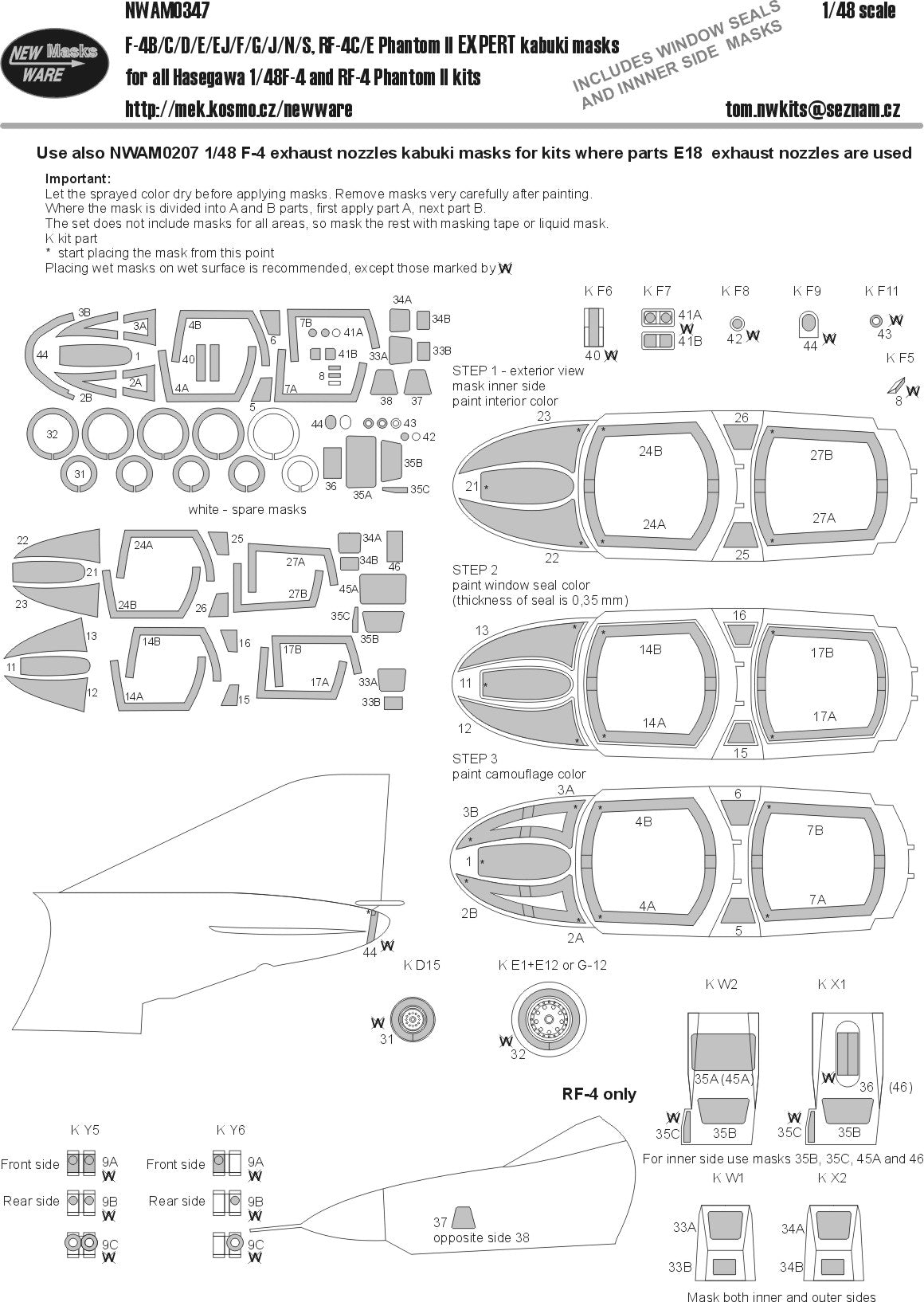 New Ware NWAM0347 1:48 F-4 Phantom II Expert Masks (Camera)