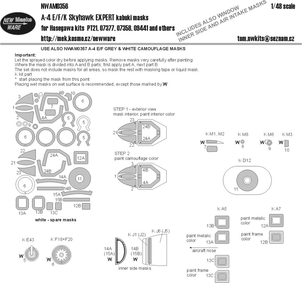 New Ware NWAM0356 1:48 A-4E/F/K Skyhawk Expert Kabuki Masks