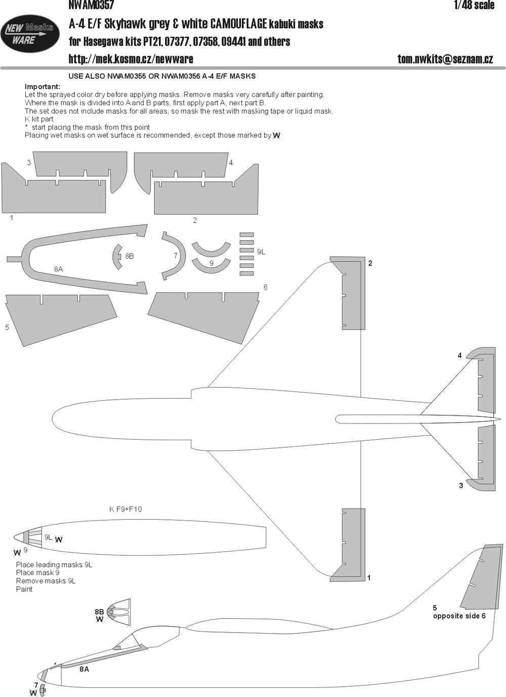 New Ware NWAM0357 1:48 A-4 Skyhawk Grey & White Camouflage Masks