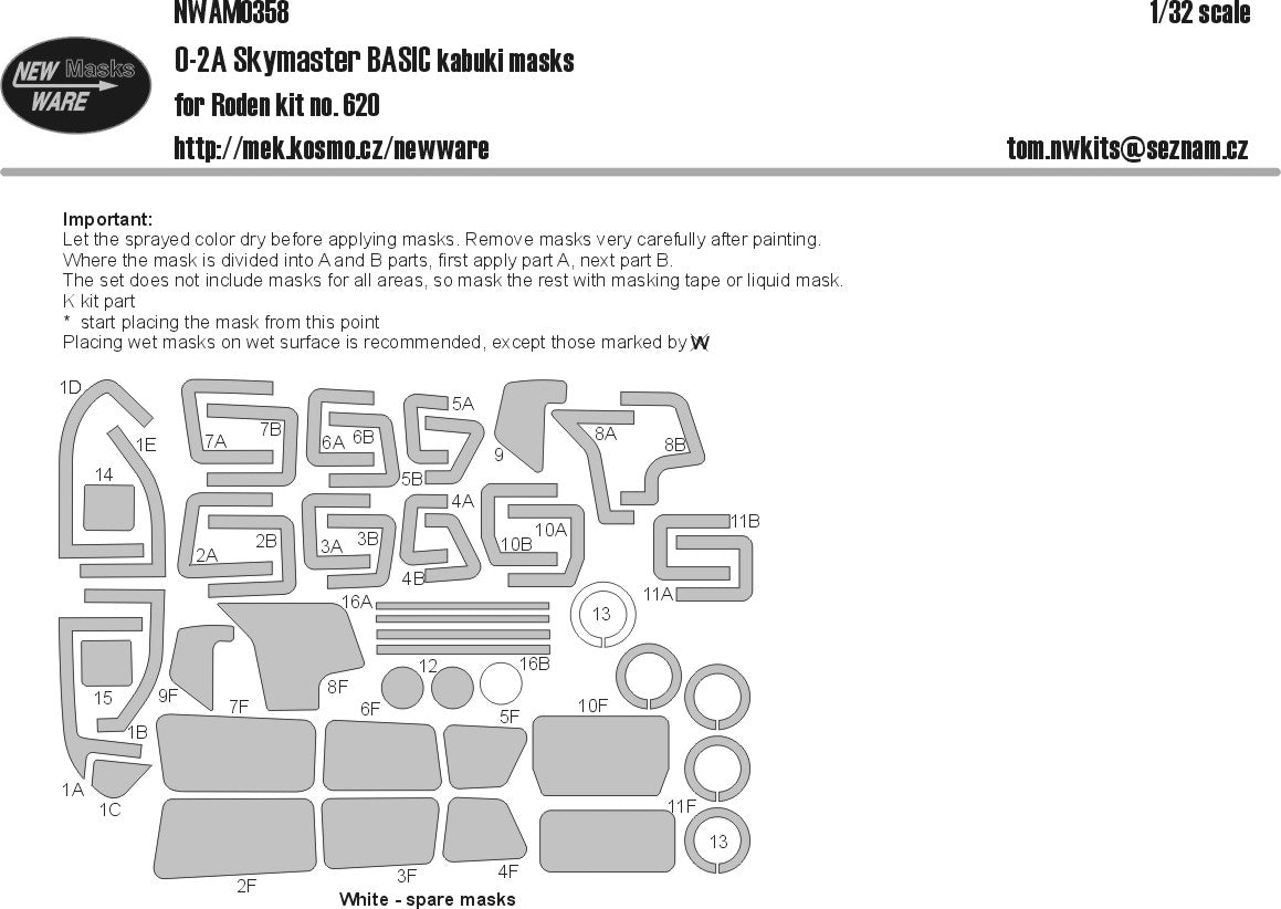 New Ware NWAM0358 1:32 Cessna O-2A Skymaster Basic Kabuki Masks