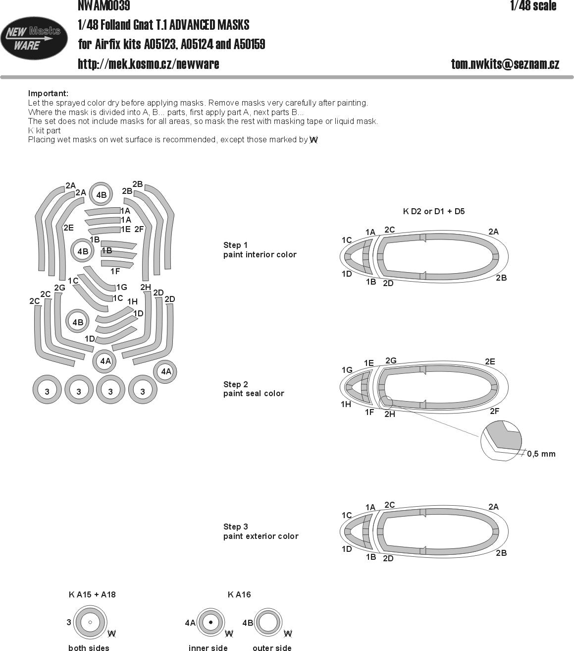 New Ware NWAM0039 1:48 Mask for Folland Gnat T.1 ADVANCED