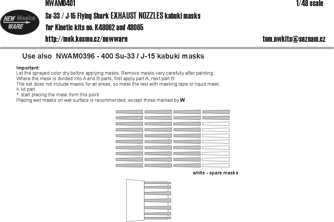 New Ware NWAM0401 1:48 Su-33/J-15 Exhaust Nozzles Kabuki Masks