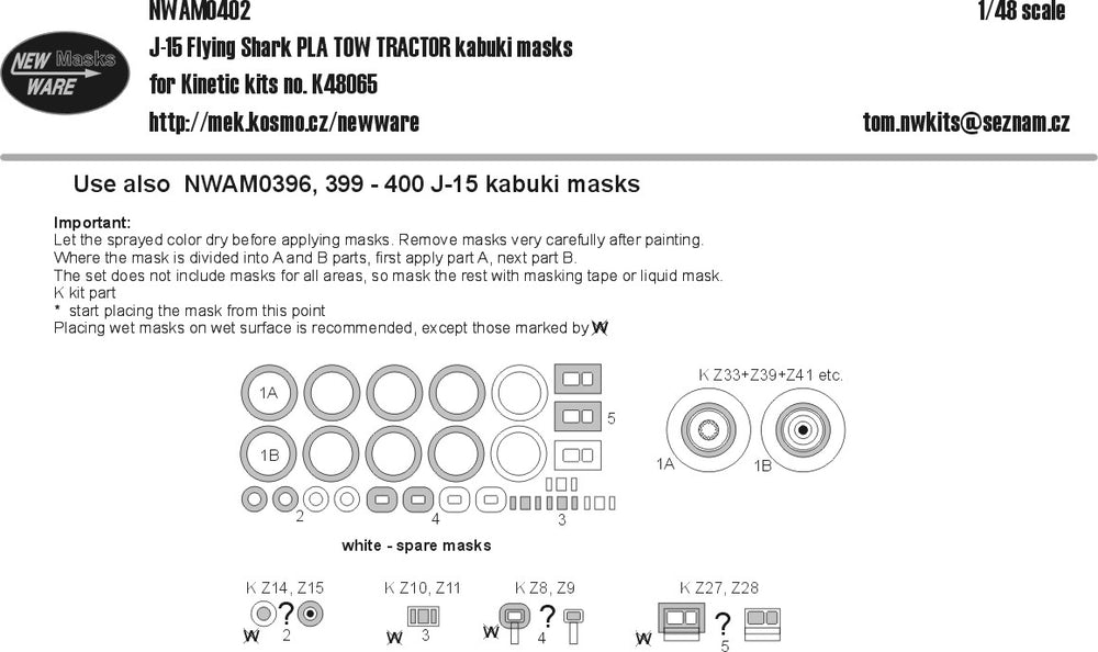 New Ware NWAM0402 1:48 J-15 PLA Tow Tractor Kabuki Masks