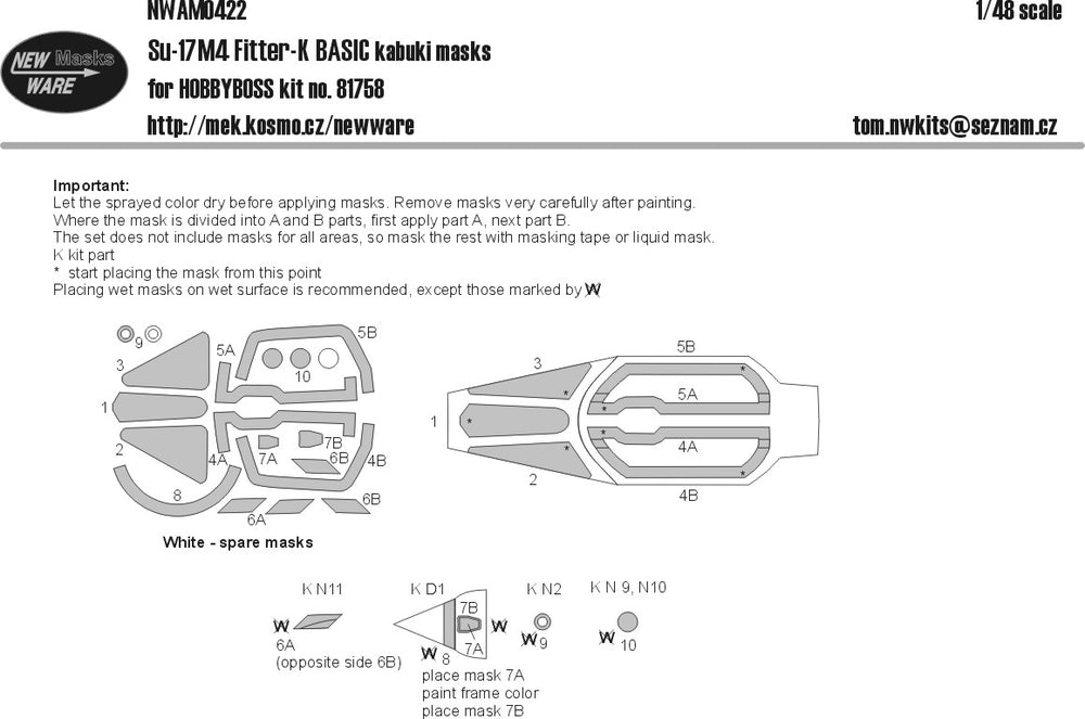 New Ware NWAM0422 1:48 Su-17M4 Fitter-K Basic Kabuki Masks
