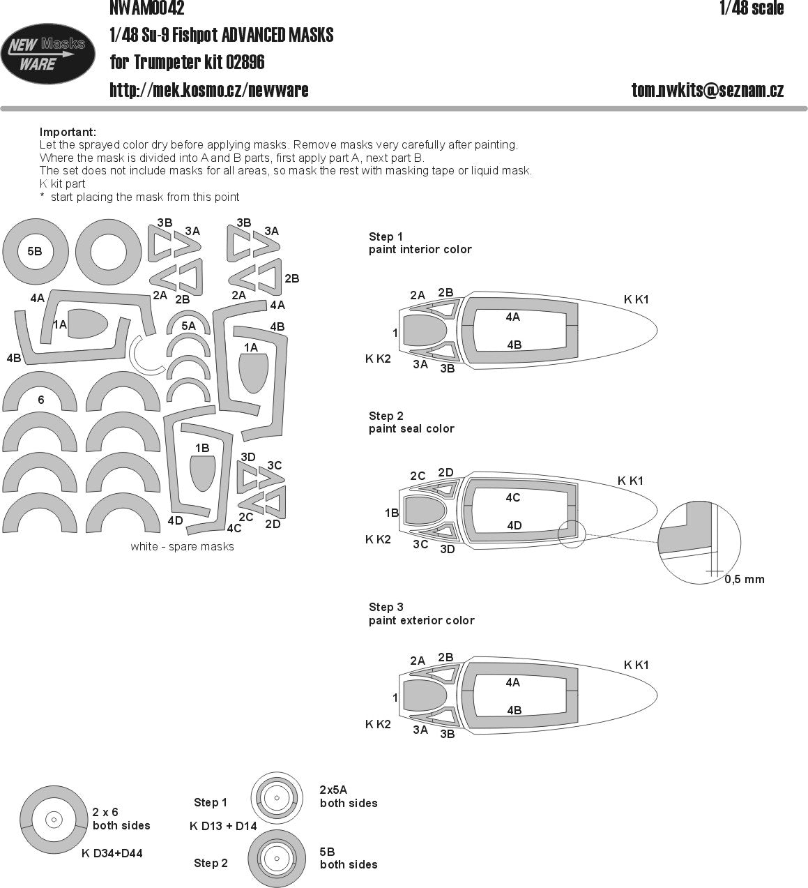 New Ware NWAM0042 1:48 Mask for Sukhoi Su-9 Fishpot ADVANCED