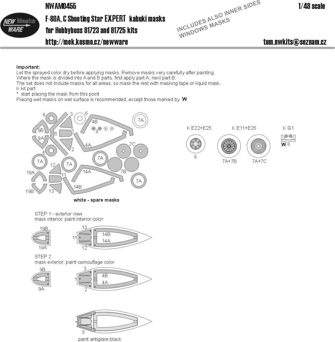 New Ware NWAM0455 1:48 F-80 Shooting Star Expert Kabuki Masks