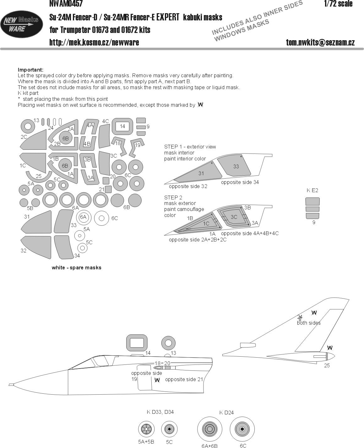 New Ware NWAM0457 1:72 Su-24MR/M Fencer Expert Kabuki Masks