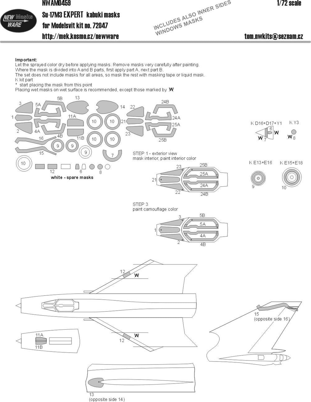 New Ware NWAM0459 1:72 Su-17M3 Fighter-Bomber Expert Kabuki Masks