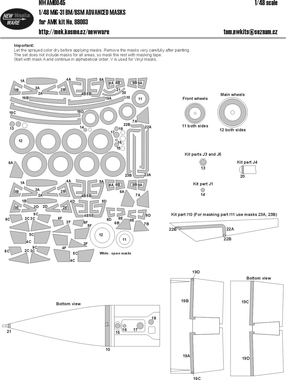 New Ware NWAM0045 1:48 Mask for Mikoyan MiG-31BM/BSM ADVANCED