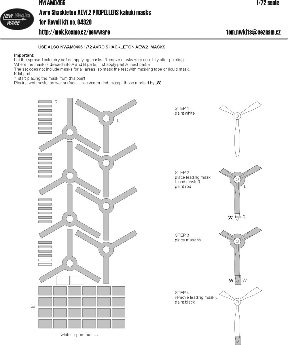 New Ware NWAM0466 1:72 Avro Shackleton AEW.2 PROPELLERS kabuki masks