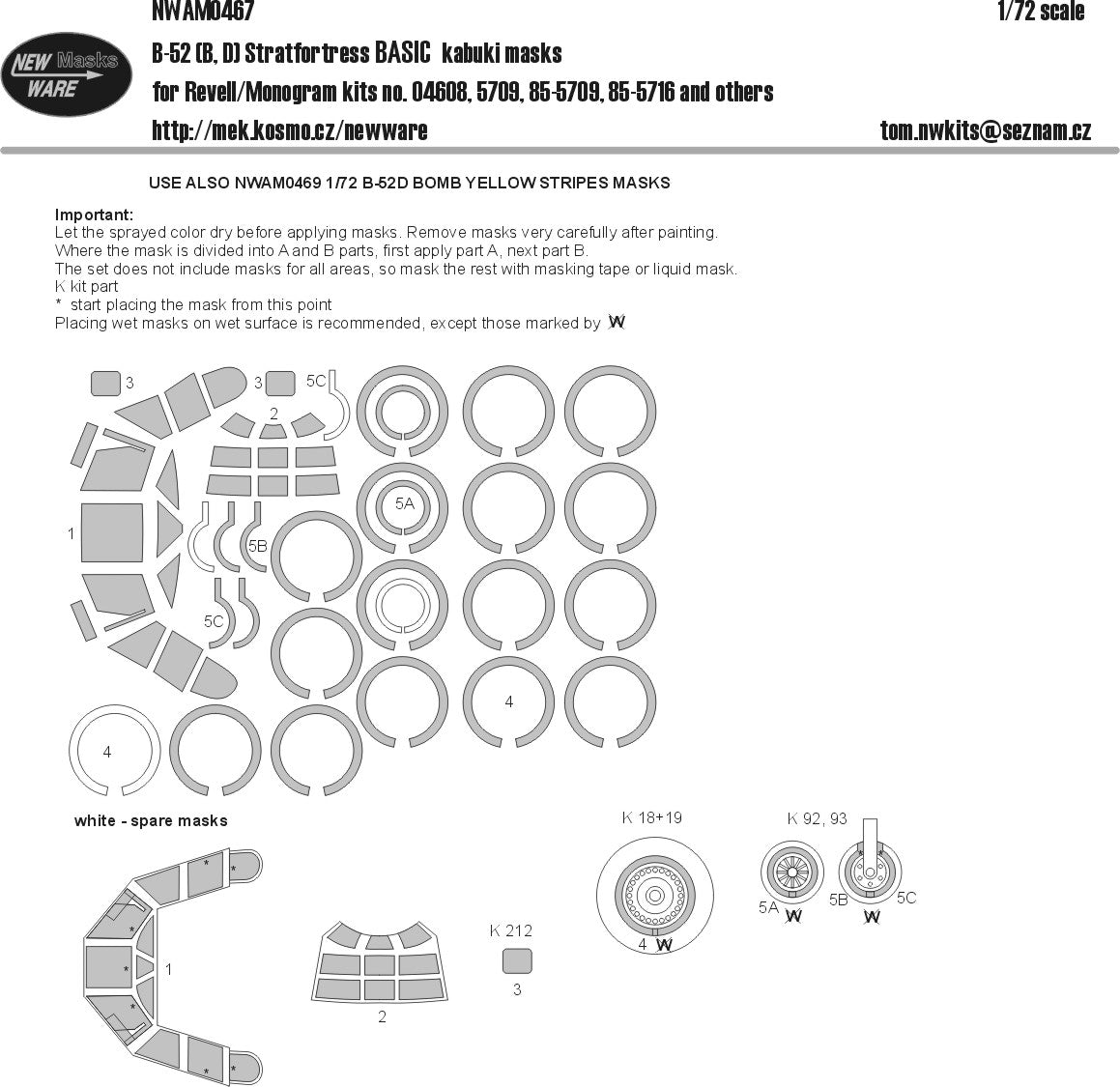 New Ware NWAM0467 1:72 B-52B/D Stratofortress Basic Kabuki Masks