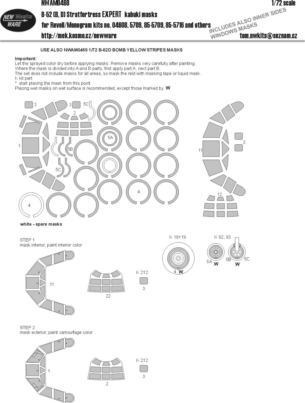 New Ware NWAM0468 1:72 B-52B/D Stratofortress Expert Kabuki Masks