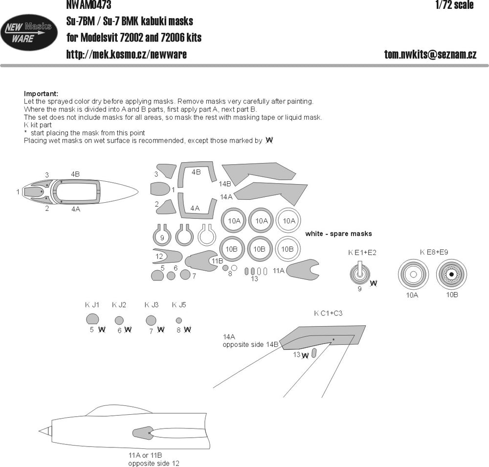 New Ware NWAM0473 1:72 Su-7BM/BMK Kabuki Masks