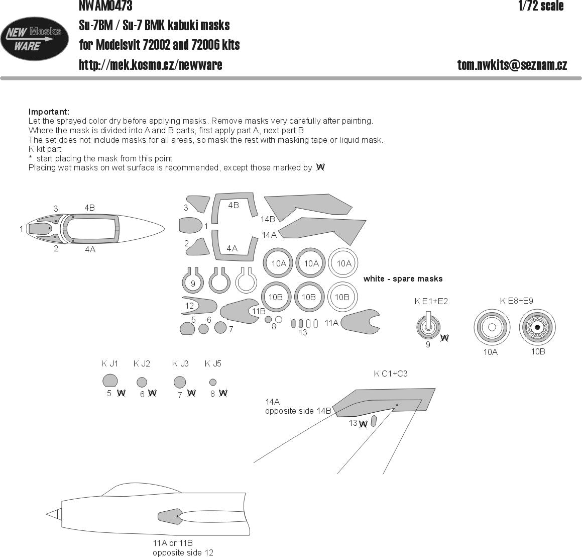 New Ware NWAM0473 1:72 Su-7BM/BMK Kabuki Masks