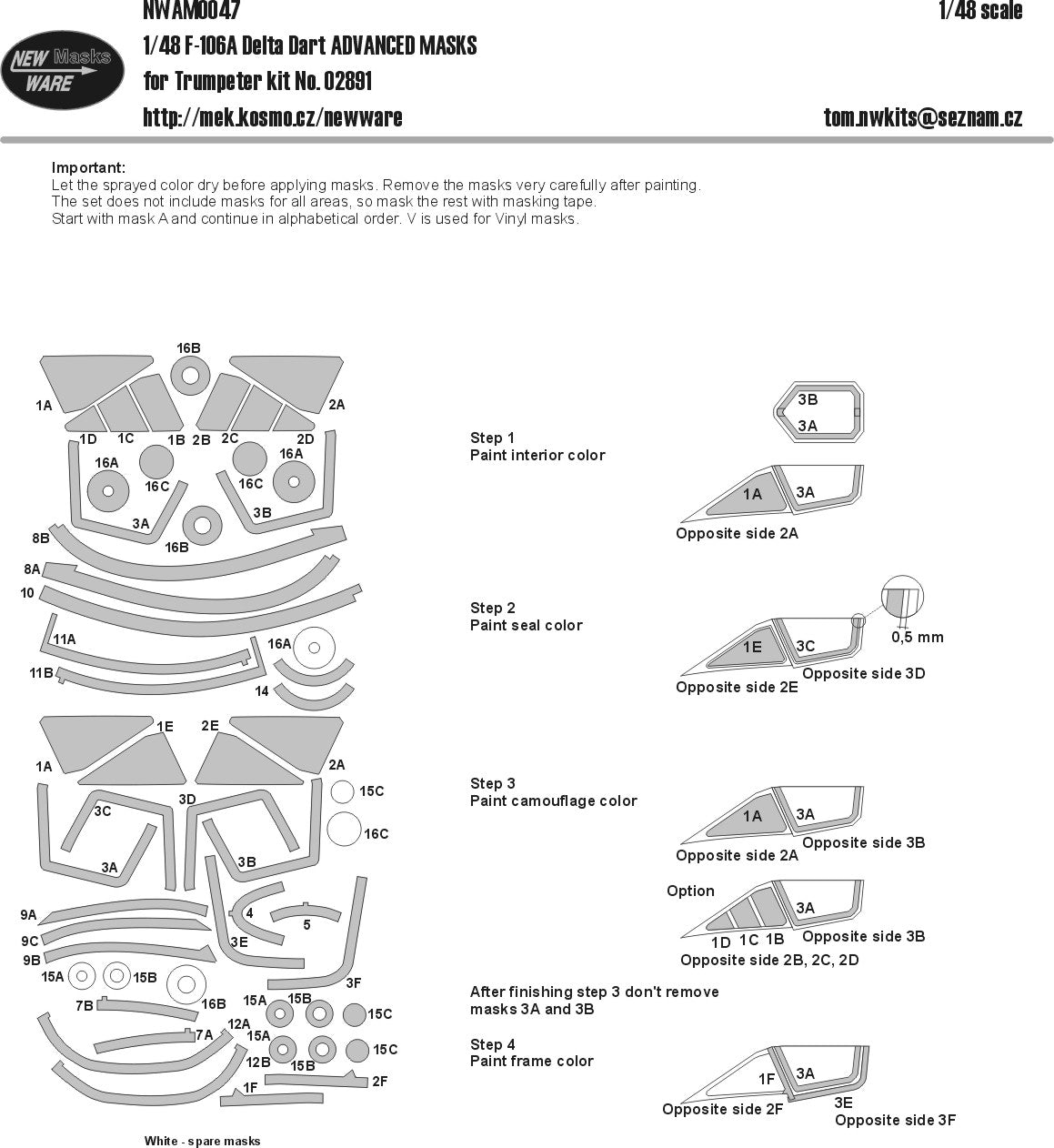 New Ware NWAM0047 1:48 Convair F-106A Delta Dart ADVANCED set