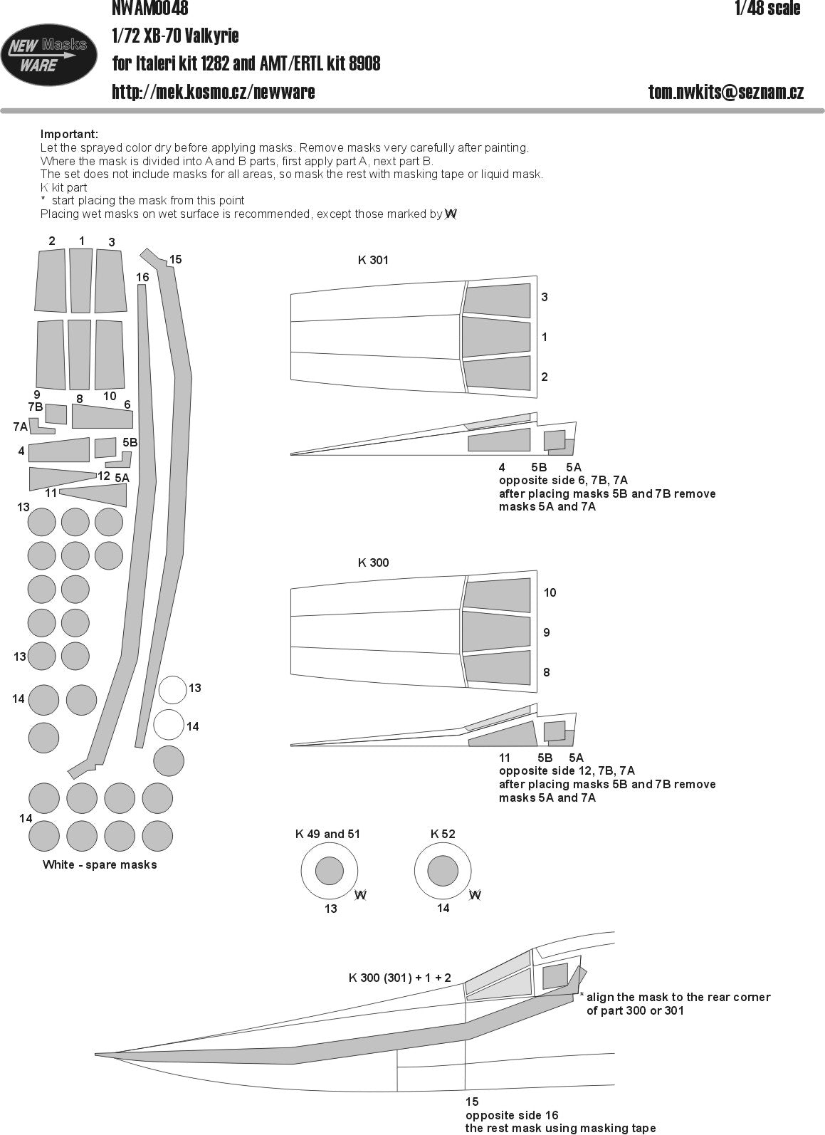New Ware NWAM0048 1:72 North-American XB-70 Valkyrie