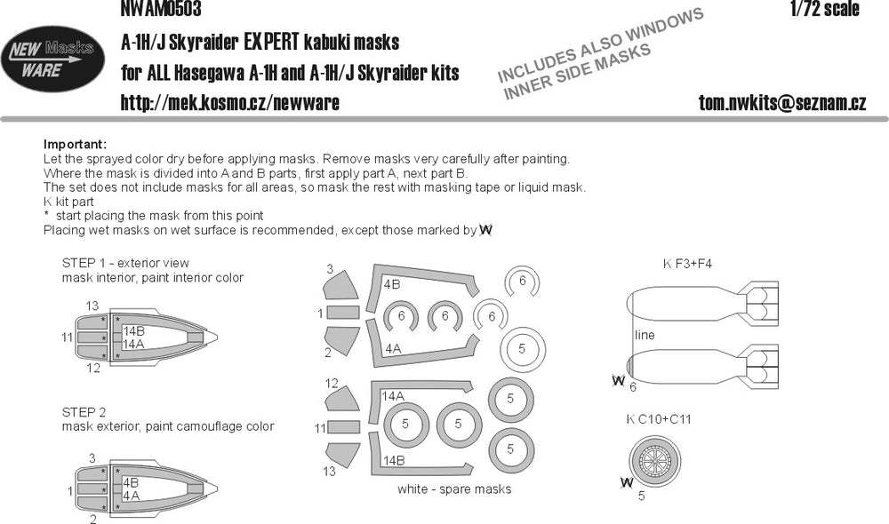 New Ware NWAM0503 1:72 A-1H/A-1J Skyraider Expert Kabuki Masks