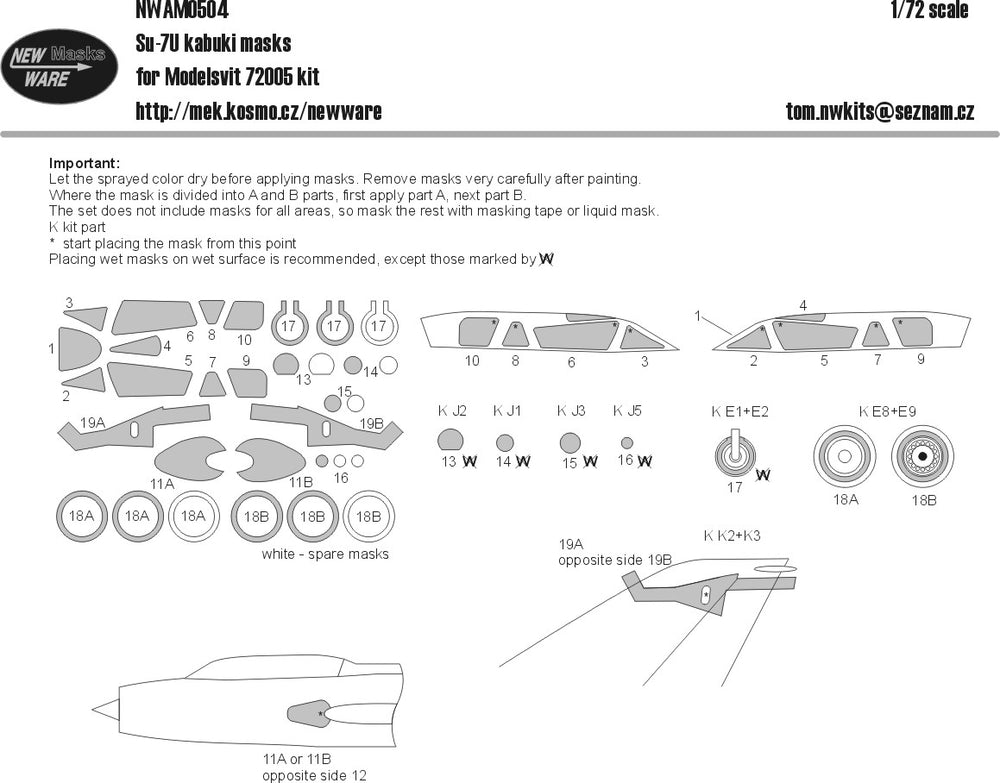 New Ware NWAM0504 1:72 Su-7U Basic Kabuki Masks
