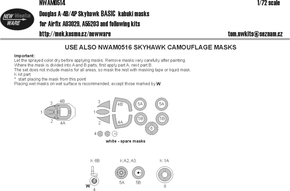 New Ware NWAM0514 1:72 A-4B/A-4P Skyhawk Basic Kabuki Masks