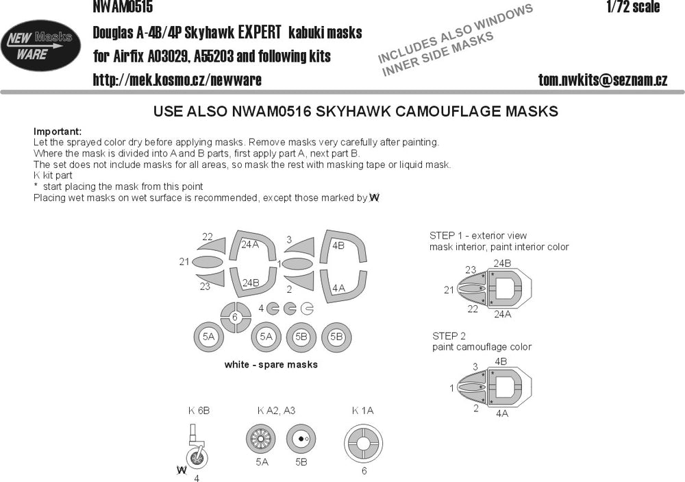 New Ware NWAM0515 1:72 A-4B/A-4P Skyhawk Expert Kabuki Masks