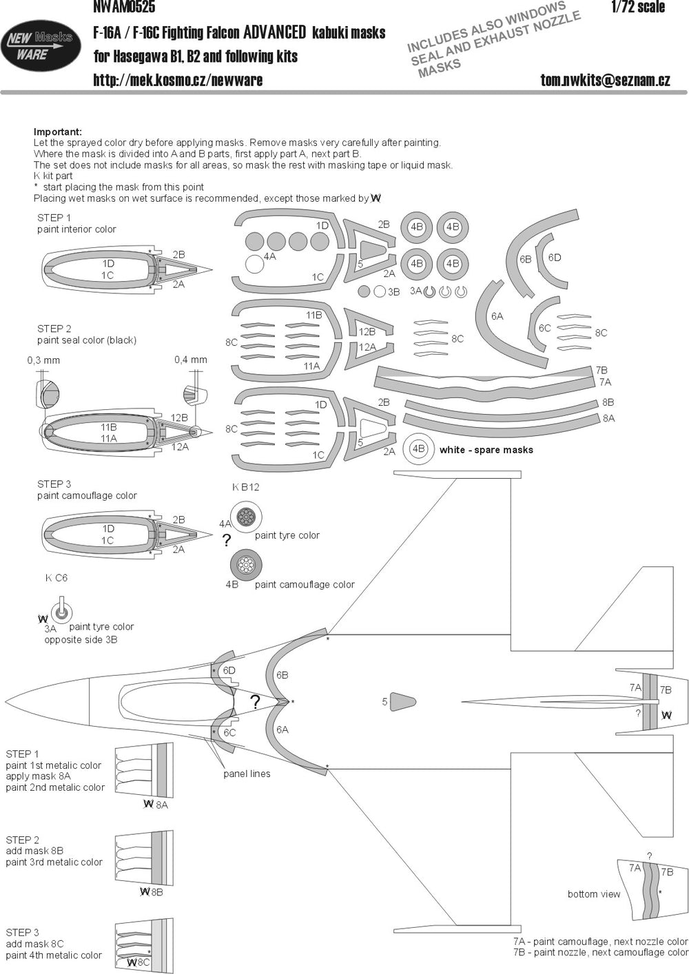 New Ware NWAM0525 1:72 F-16A/C Fighting Falcon Advanced Kabuki Masks
