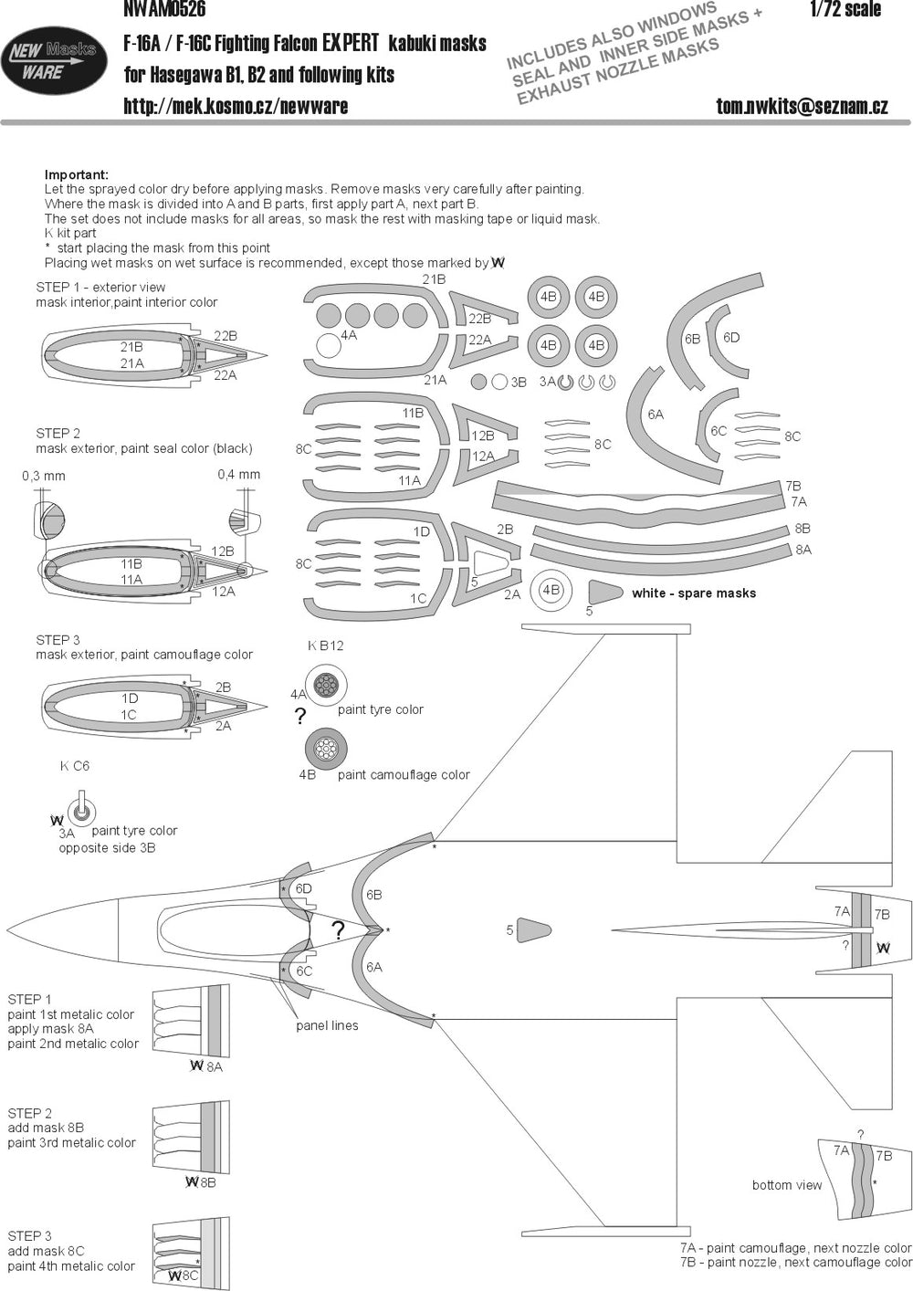 New Ware NWAM0526 1:72 F-16A/C Fighting Falcon Expert Kabuki Masks