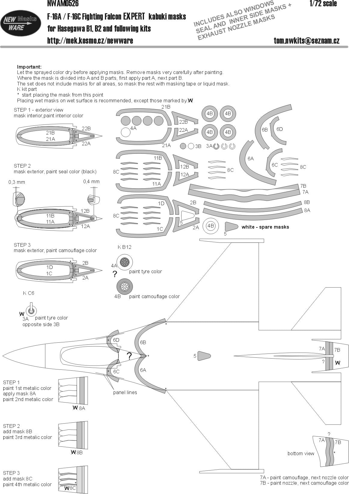 New Ware NWAM0526 1:72 F-16A/C Fighting Falcon Expert Kabuki Masks