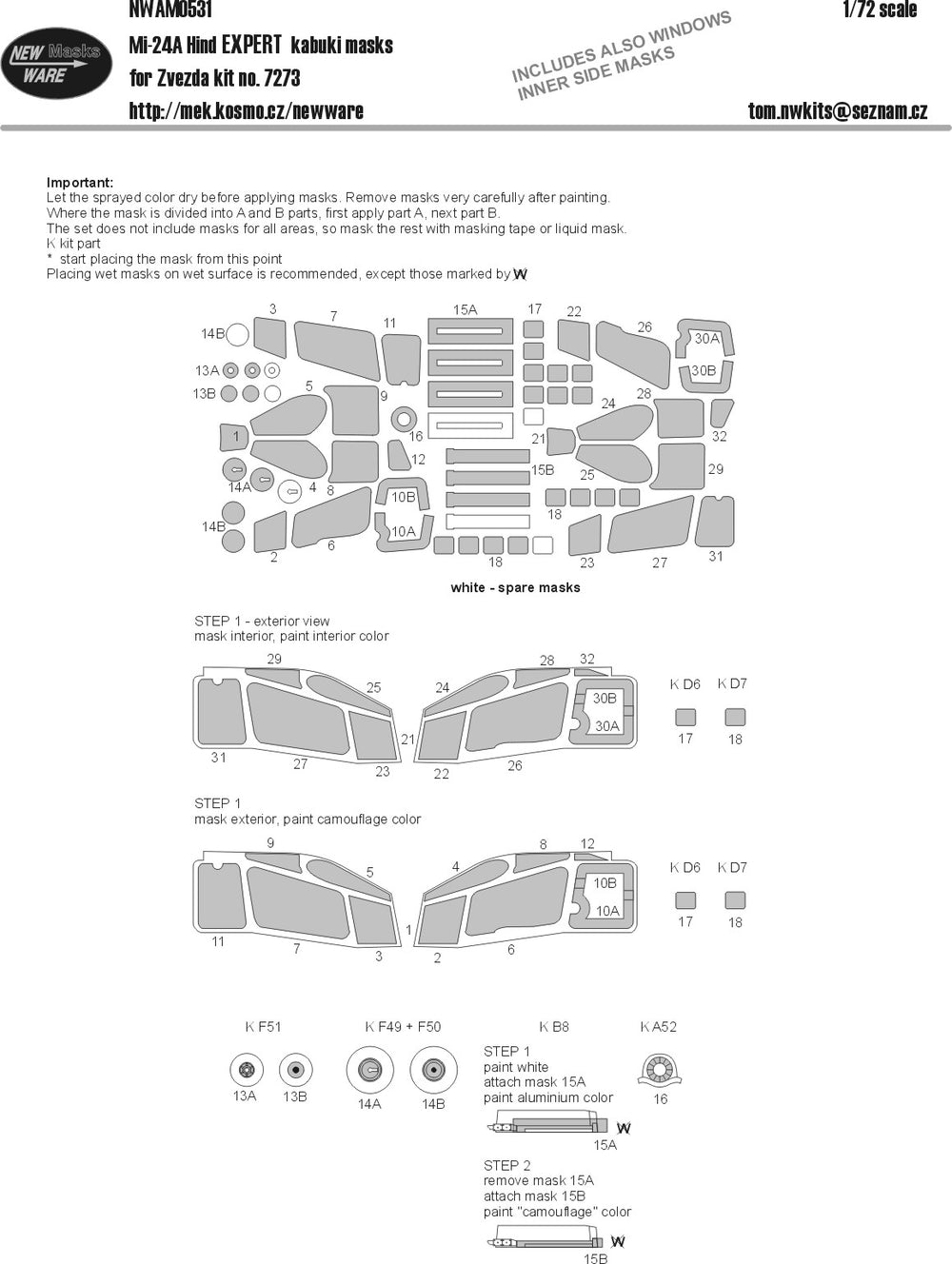 New Ware NWAM0531 1:72 Mil Mi-24A Hind Expert Kabuki Masks