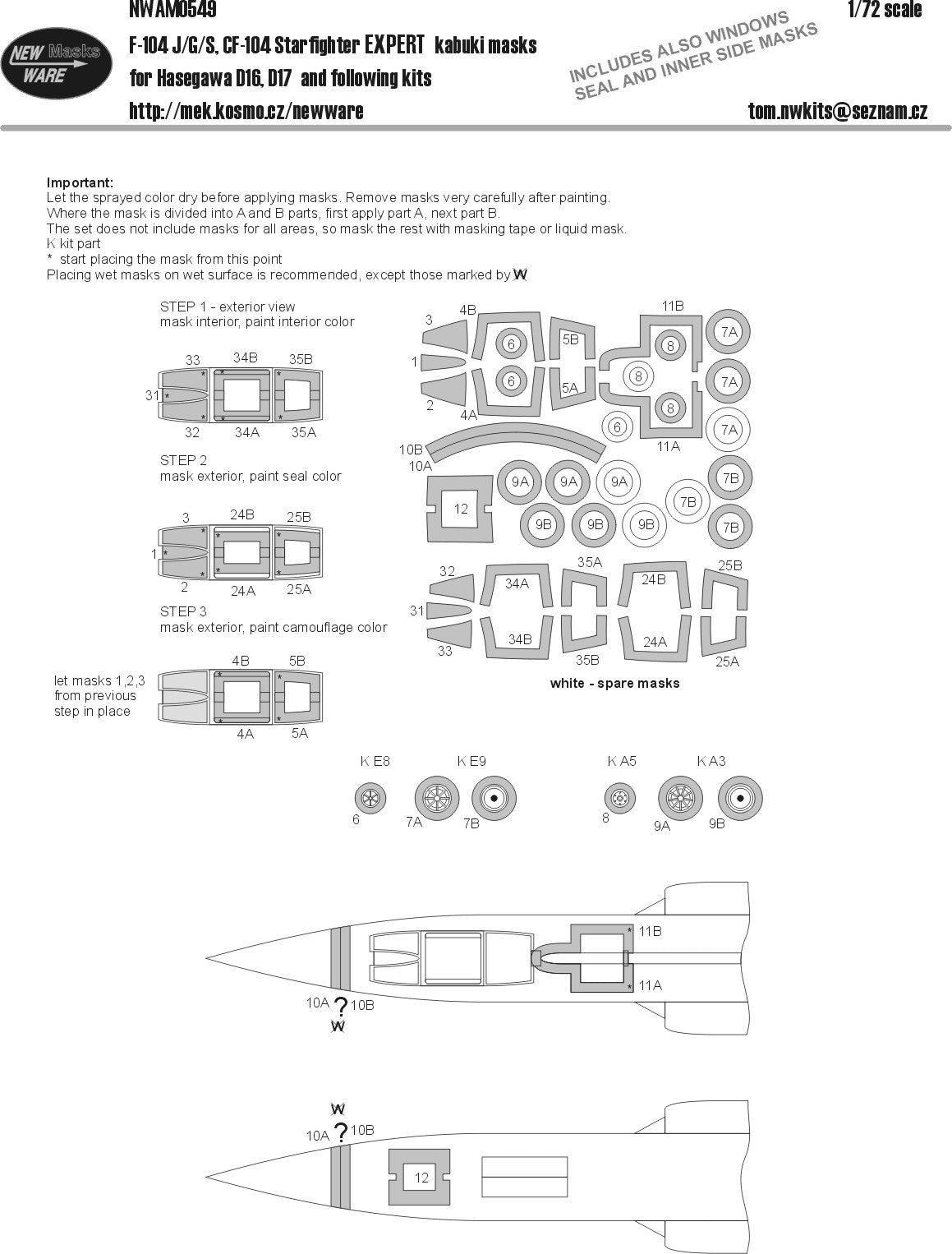 New Ware NWAM0549 1:72 F-104 Starfighter Expert Kabuki Masks