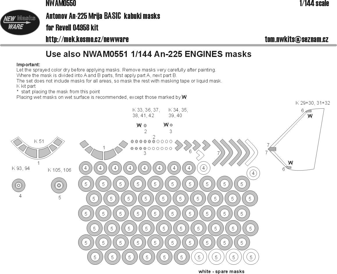 New Ware NWAM0550 1:144 Antonov An-225 Mrija Basic Kabuki Masks