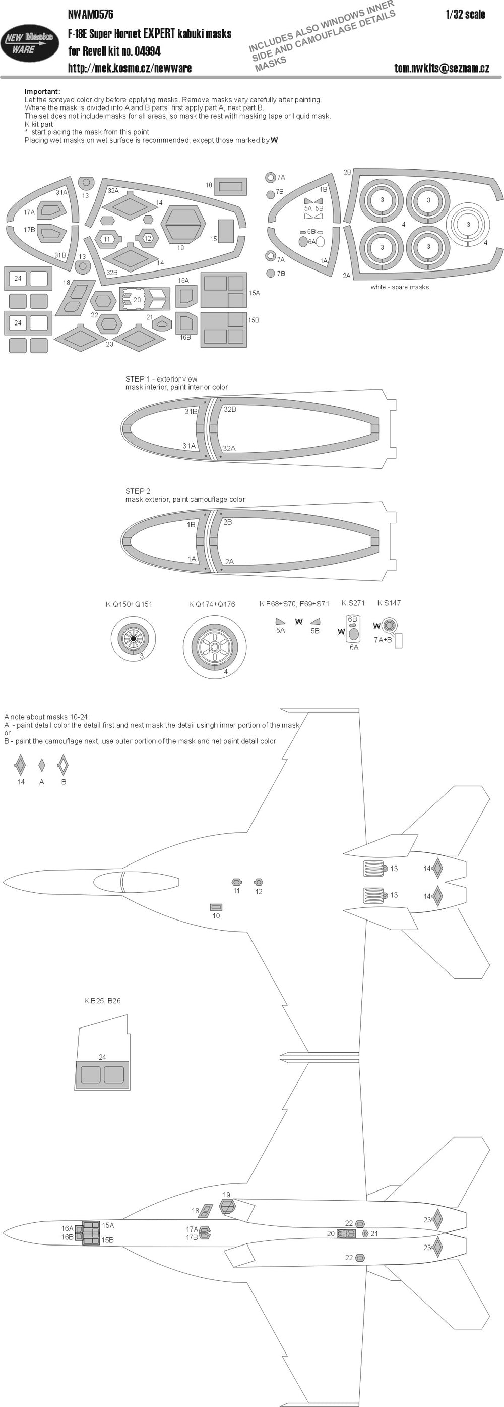 New Ware NWAM0576 1:32 F/A-18E Super Hornet Expert Kabuki Masks